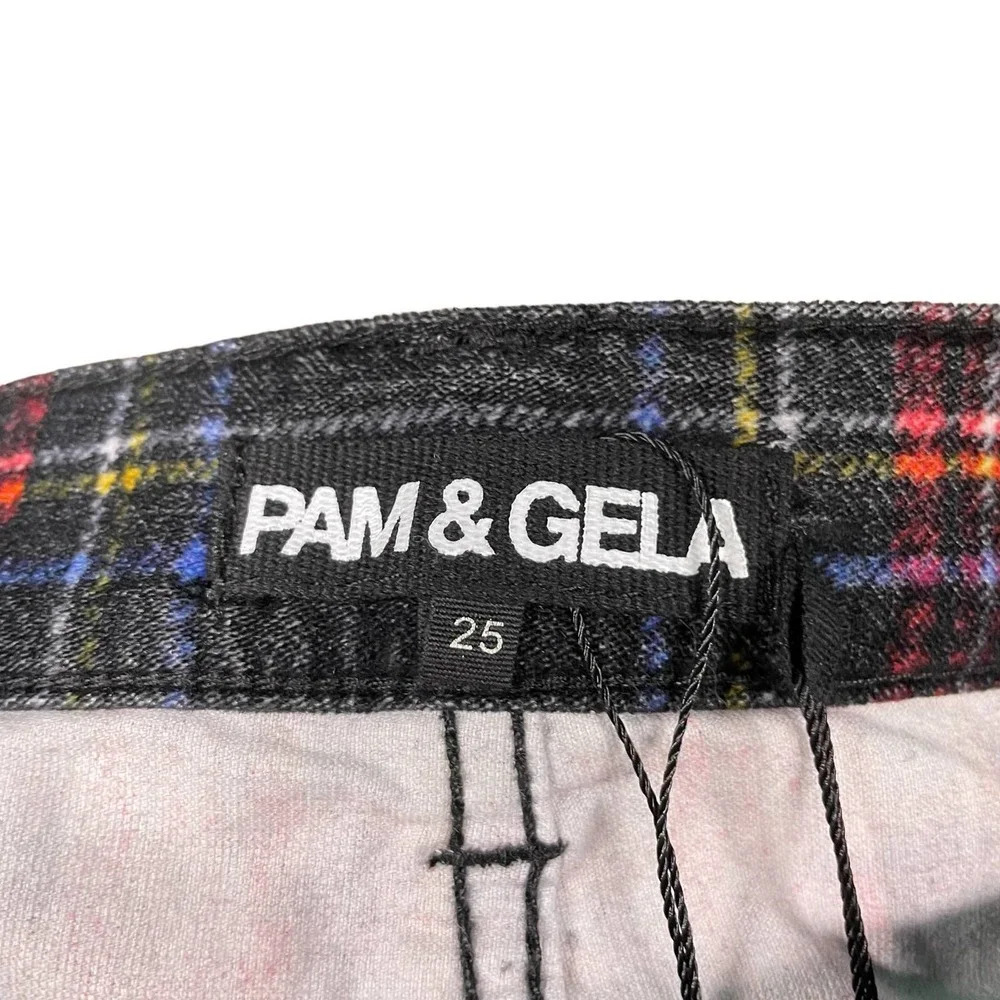 Pam & Gela Tartan Plaid Slim Crop Pant Red Multi‎ Size 25 - Picture 9 of 12